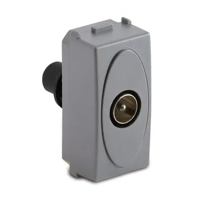 Priza TV coaxiala IEC tata, argintie