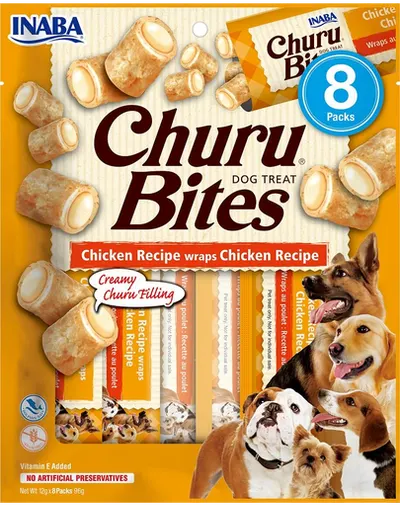 INABA Churu Bite Chicken 8x12g învelișuri de pui pentru câini