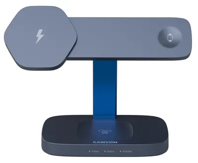 Încărcător wireless Canyon - Hexagon WCS-310 3-в-1, Dark Grey/Blue