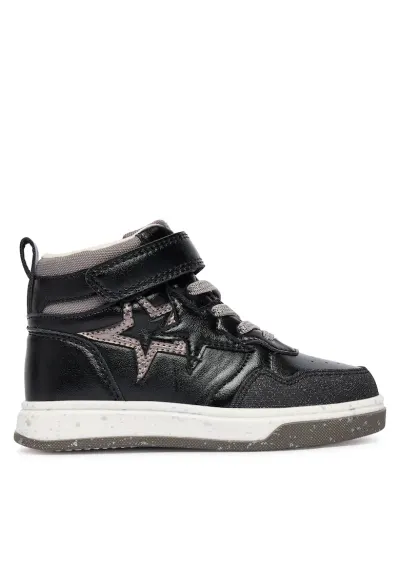Pantofi sport copii - adidasi fete - mat metalizat - negru - piele ecologica