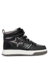 Pantofi sport copii - adidasi fete - mat metalizat - negru - piele ecologica