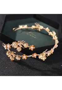Accesoriu de par - auriu - cu floricele si perle - Antony C11 -