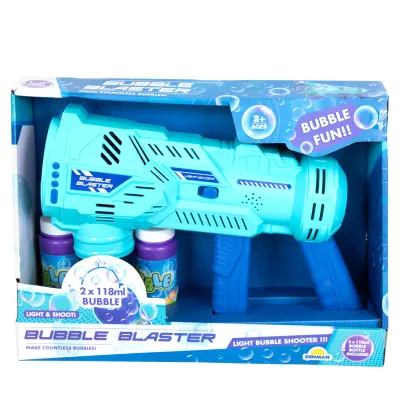 Pistol de facut baloane cu lumini si sunete, Bubble Blaster, Albastru, 236 ml