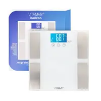 Cantar corporal electronic multifunctional Vitammy Horizon Alb pentru intreaga familie, analiza corporala completa, 10 utilizatori, greutate maxima 150 kg