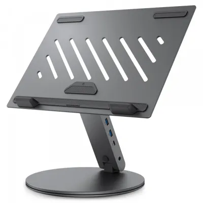 Suport cu Hub Spigen LD204H pentru Laptop max. 15.6inch, Gri AMP08885
