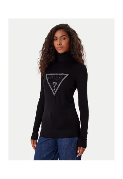 Pulover dama cu guler inalt - negru