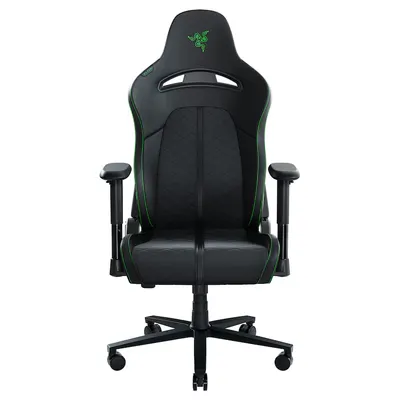 Scaun Gaming Razer Enki X, EPU Synthetic Leather, Reglabil pe Înălțime, Spătar 152°, Cotiere 2D, Piston Gaz Clasa 4, 136 kg, Negru/Verde