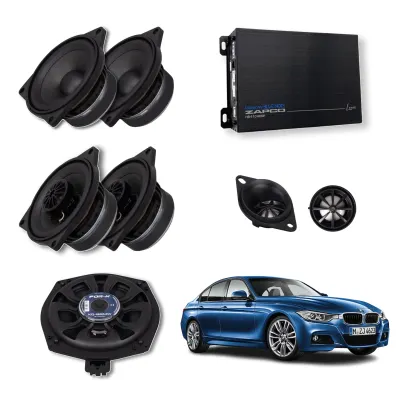 Pachet sistem audio Plug&Play For-X dedicat BMW Basic XQ-40C XQ-402BMW + Amplificator Zapco HB 410 ADSP + Conectica dedicata
