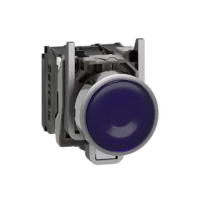 Buton iluminat Complet incastrat Albastru Ø 22, Revenire cu Arc, 1No+1Nc 110, 120V