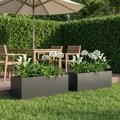 vidaXL Vază pentru Grădină 2 buc. Negru 100 x 30 x 30 cm