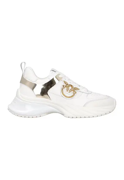 Pantofi sport de piele ecologica si piele Ariel - Alb/Auriu