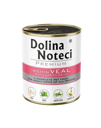 DOLINA NOTECI Premium Hrană bogată în vițel cu mazăre verde 800 g