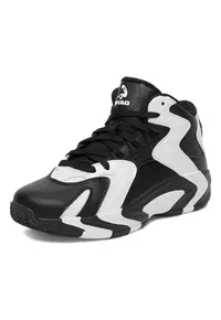 Pantofi sport baieti - piele naturala - negru/alb - design sportiv - talpa groasa