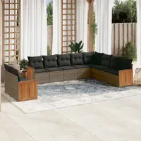 Gossi set mobilier de gradina cu perne, 10 piese, gri, poliratan