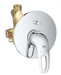Unitate comanda Grohe Eurostyle 33637003, 1/2 inch, incastrata, 2 iesiri, monocomanda, diverter, Crom