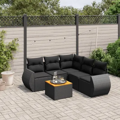 Gossi set mobilier de gradina cu perne, 6 piese, negru, poliratan