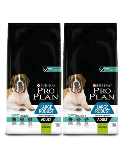 PURINA PRO PLAN Large Robust Adult sensitive digestion OptiDigest hrana uscata caini adulti de talie mare, cu miel 28 kg (2 x 14 kg)