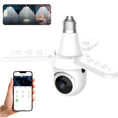 Camera de supraveghere tip bec E27, 4MP HD, WiFi/4G, PTZ 360, audio bidirectional, night vision
