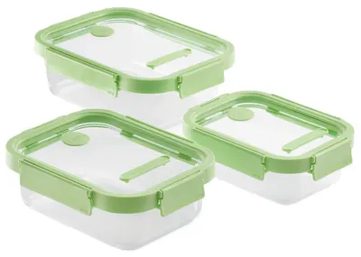 Set de cutii pentru alimente din sticlă Lekue - Dreptunghiulare, 3 buc