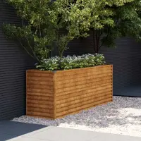 vidaXL Pat de grădină înălțat 196x50x69 cm, oțel corten