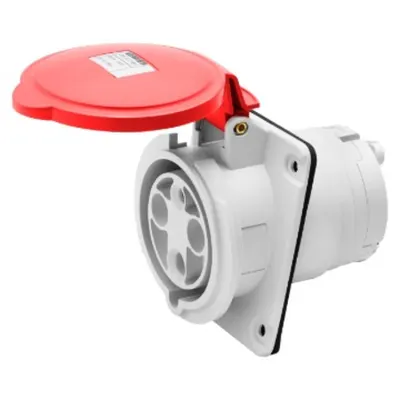 Priza industriala incastrata 10° HP - IP44/IP54 - 3P+N+E 63A 346-415V 50/60HZ - RED - 6H - MANTLE TERMINAL