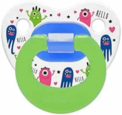 Suzetă Wee Baby - Patterned, 6-18 luni, verde cu monștri