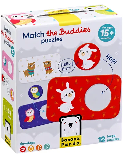 Puzzle pentru bebeluși Banana Panda 12 în 1 - Aranjează animalele în ordine