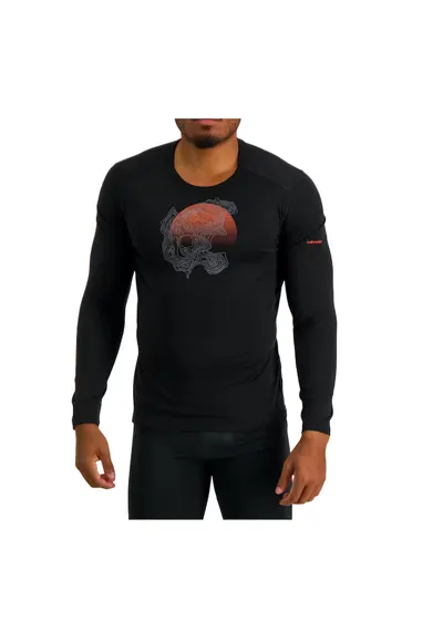 Bluza merino barbati 200 Oasis Crewe Thermal Ruapehu Round Negru - Negru