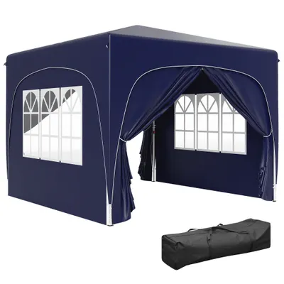 Outsunny Pavilion 3 x 3 m, cort pliabil pentru grădină cu pereți laterali și geantă de transport, UPF50+, reglabil în înălțime, nisip | Aosom Romania
