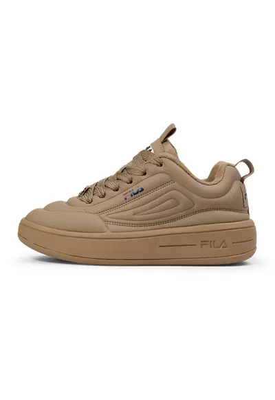 Pantofi sport flatform din piele ecologica cu logo Superbubble - Caramel