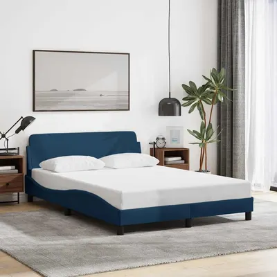 vidaXL Cadru de pat cu tăblie, Dover, albastru, 120x200cm, textil