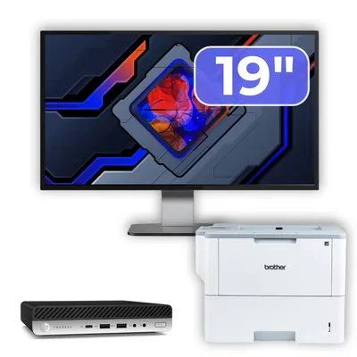 Pachet Calculator Second Hand HP ProDesk 600 G5 Mini, Intel Core i5-8500T 2.10 - 3.50GHz, 8GB DDR4, 256GB SSD + Monitor 19" & Imprimanta Brother HL-L6300DW