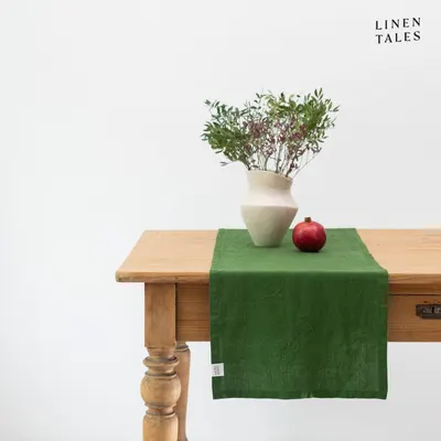 Napron de masă din in 40x200 cm True Green – Linen Tales