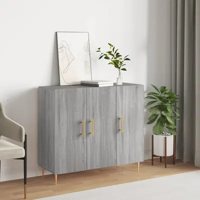 vidaXL Dulap, gri sonoma, 90x34x80 cm, lemn compozit