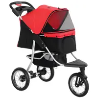 PawHut Cărucior pliabil pentru câini Cărucior pentru câini & pisici până la 10 kg Cărucior pentru pisici cu ferestre din plasă Suport pentru băuturi Coș de depozitare Cărucior pentru pisici Buggy Roșu | Aosom Romania