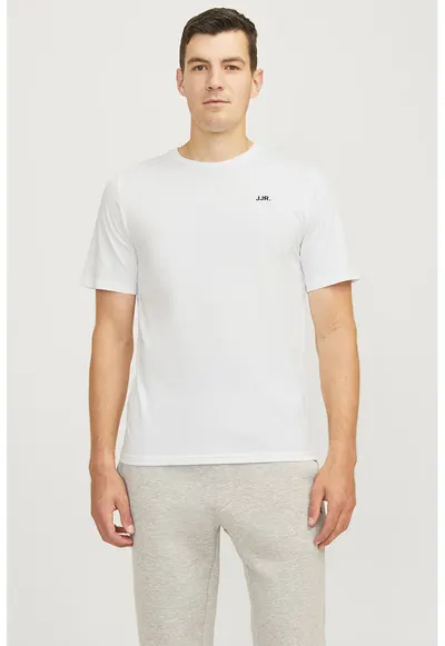 Tricou de bumbac cu decolteu la baza gatului - Alb