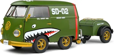 Model de colecție SOLIDO Modern: Mașini - Volkswagen Transporter T1 Kool Kombi Army Fighter (Green) (1950)