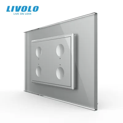 Intrerupator cvadruplu tactil, cap scara / cap cruce, standard italian, cu rama sticla, 3M Gri