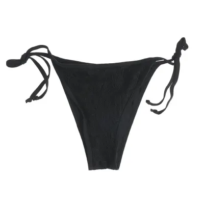 Slip de baie negru cu insertii din dantela