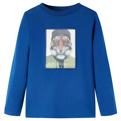 Tricou de copii cu mâneci lungi, albastru închis, 128