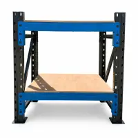Masa de lucru industriala cu placaj L1000 x D600 x H1000 -1000kg/nivel GRAY &amp; BLUE