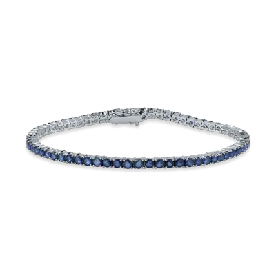 Bratara tennis din aur alb cu safire de 4.6ct