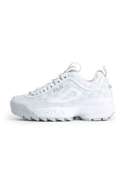 Pantofi sport Disruptor de piele ecologica cu logo brodat - Alb/Gri cenusiu