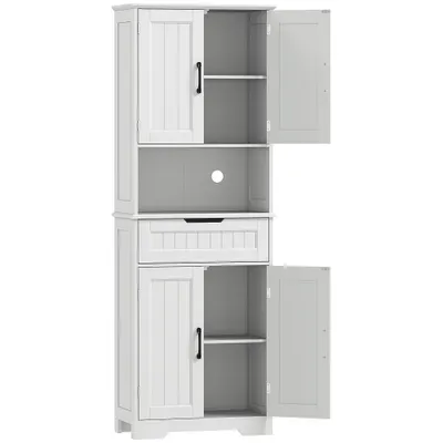 HOMCOM Mobilier de Bucătărie cu Sertar și 2 Dulapuri cu Rafturi Reglabile Alb | Aosom Romania
