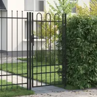 vidaXL Poartă de gard BOXTEL cu ușă simplă și partea superioară arcuită din oțel, 1x1,75 m, negru