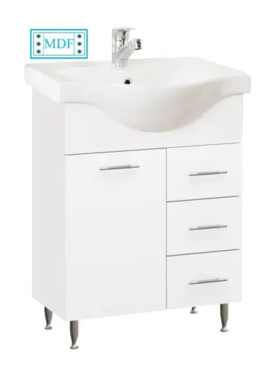 Set Baza front MDF si Lavoar seria 153, cu sertare, 55 cm, alb