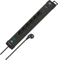 Prelungitor Brennenstuhl - Premium-Line, 6 prize , 2x USB-C & 1x USB-A, 3 m, negru