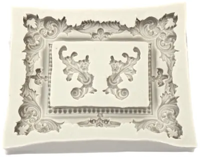 Mold din silicon (formă) Em Art - Ramă și ornamente vintage, 113 x 94 x 14 mm