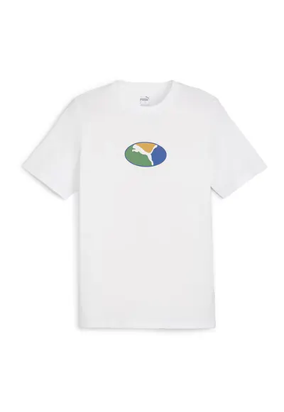 Tricou cu decolteu la baza gatului si imprimeu monograma - Alb murdar