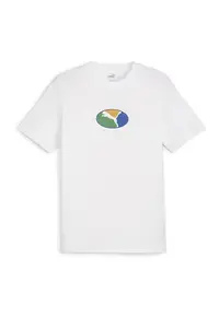 Tricou cu decolteu la baza gatului si imprimeu monograma - Alb murdar